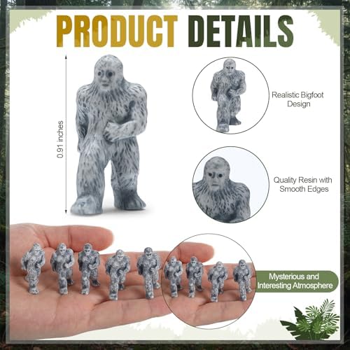 RoundFunny 100 Packs Bigfoot Figurine Small Resin Sasquatch Figurine Bulk