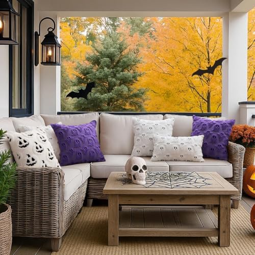 MIULEE Purple Halloween Pillow Covers Cute Ghost Decor Set of 2 18x18