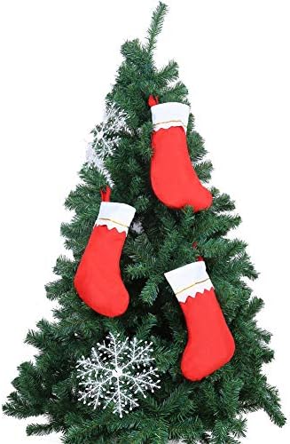 CCINEE 12pcs Red Felt Christmas Stockings 15" Party Favors Stockings for Xmas Decoration