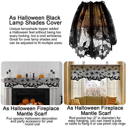 Boao 2 Pieces Halloween Spider Web Lamp Shade Cover Lace Cobweb Topper