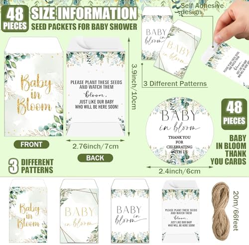 Reallnaive 48 Sets Baby in Bloom Baby Shower Party Favors Seed Packets