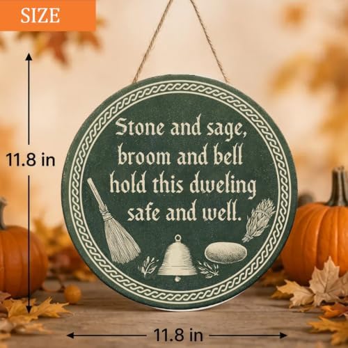 Halloween Decorations Wooden Sign for Home, Witchy House Blessing Sign