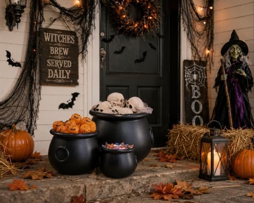 Fun Express Plastic Cauldron, Black, 3 Piece Set