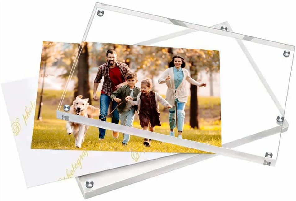 20 Pack 4x6 Acrylic Frames, 20mm Double Sided Tabletop Display | Magnetic Picture Frames 20% Thicker Block Clear