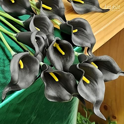 Letjolt Artificial Calla Lily Flowers 12Pcs, Black