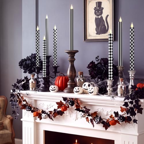 Honoson 6 Pcs Halloween Flameless Taper Candles 10.6 Inch Table Home Decor