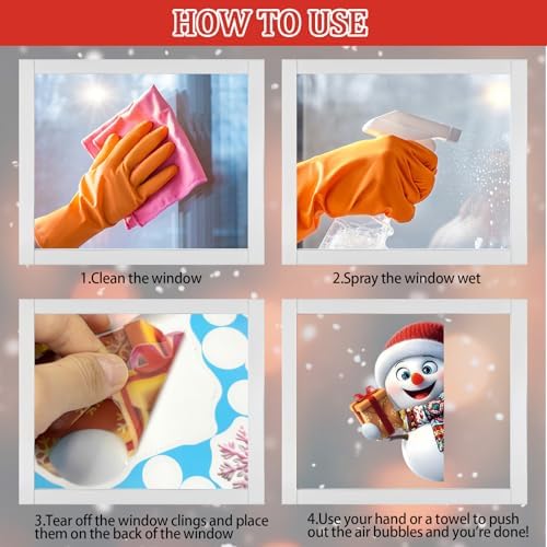 261PCS Christmas Window Clings for Glass, Cute Santa Claus Gingerbread Man Snowman Stickers Xmas Window Decals for Wtiner Christmas Holiday Party Home Office Classroom Decorations