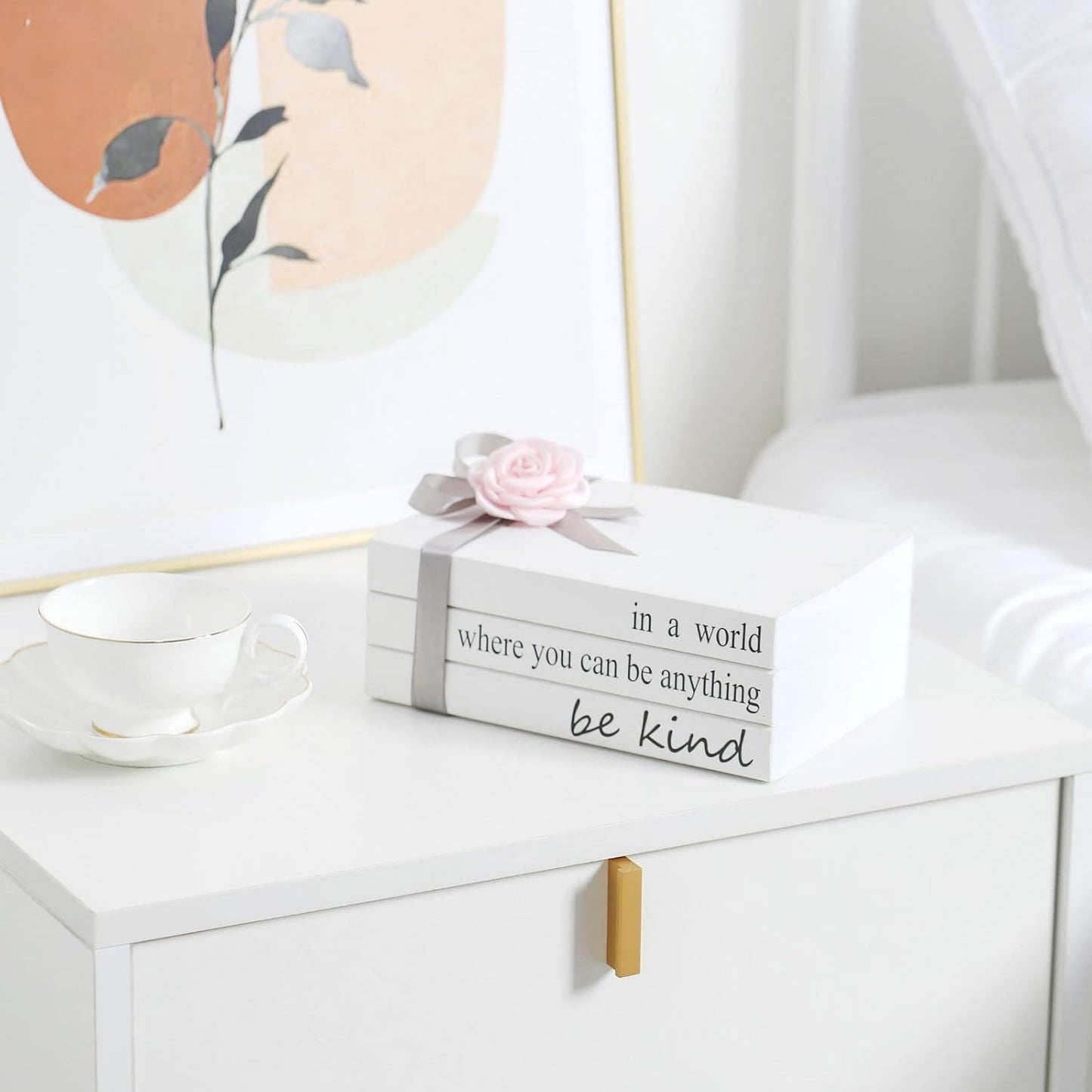 Grey Room Decor/Fake Books for Decoration/Decorative Book Stack /in a World Where / Pink / Set of 3