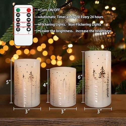 Crystal Club Christmas Flameless Candles, Holiday LED Candles
