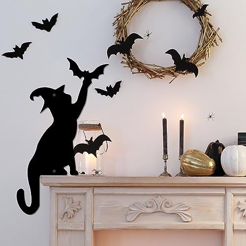 Halloween Door Corner Cat Metal Sign