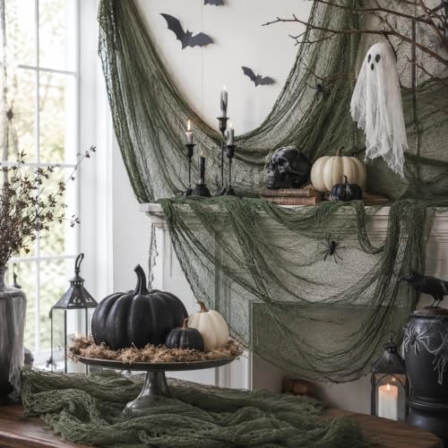 5 Pcs Green Halloween Gauze Creepy Cloth Fabric Tapestry Decor Decorations