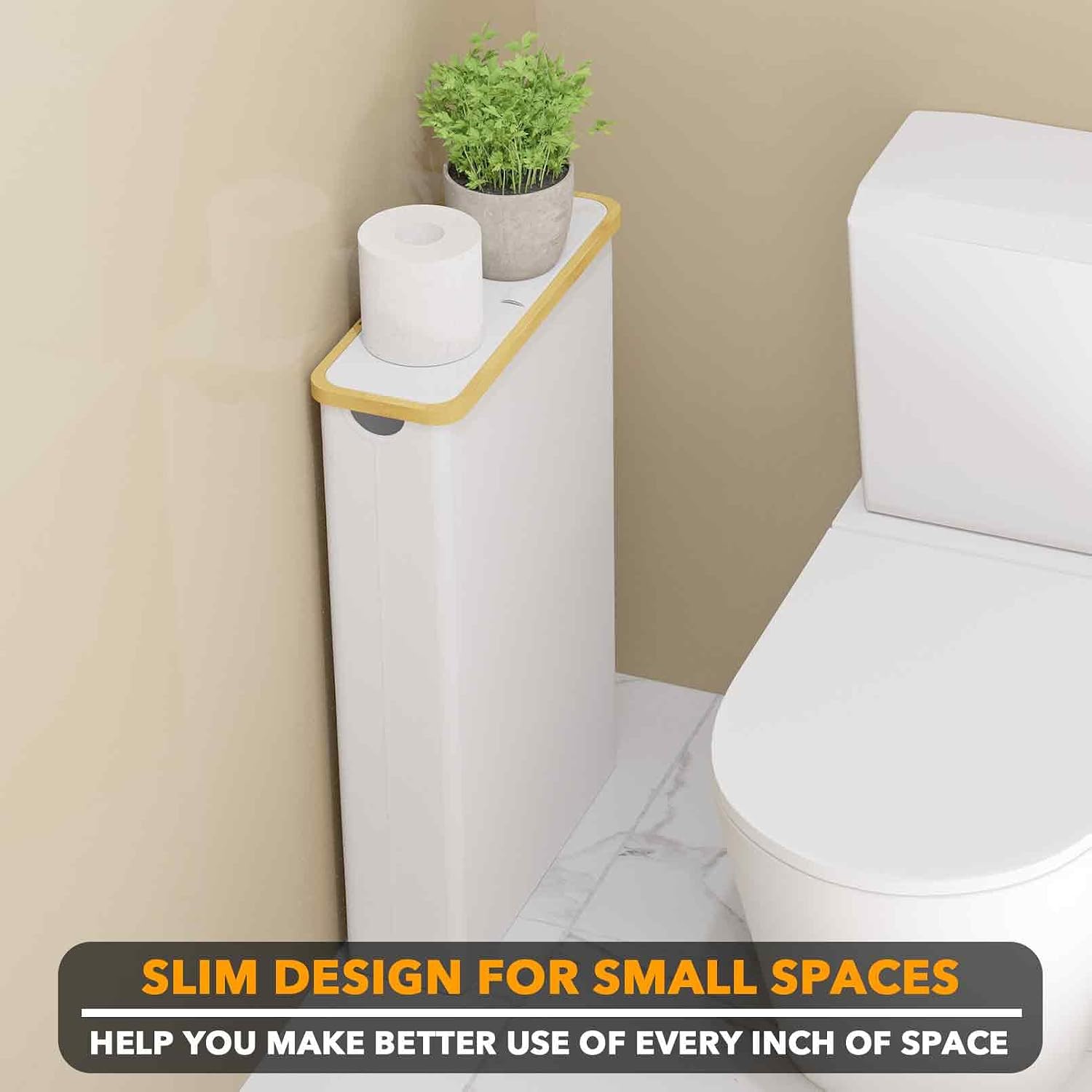SpaceAid Extra Large Toilet Paper Storage with Lid, Hold up to 24 Regular Rolls or 18 Mega Rolls, Slim Toilet Paper