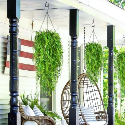 Waipfaru 4Pcs Fake Ferns Fake Hanging Plants Artificial Ferns Vine Greenery