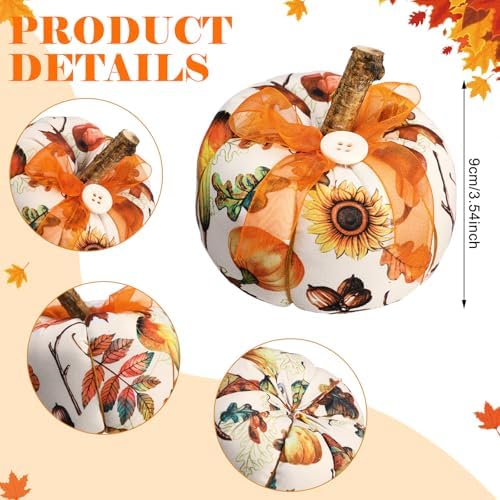 Chunful 6 Pcs Fall Pumpkins for Decorating Fabric Pumpkins