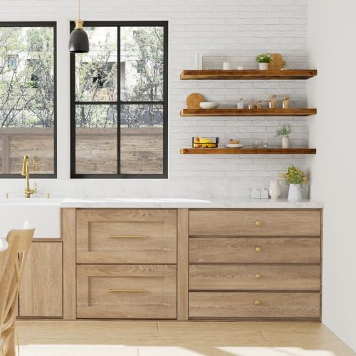 QEEIG 12" Deep Floating Shelves for Wall (Brown, Set of 3, 35.4" x 12")