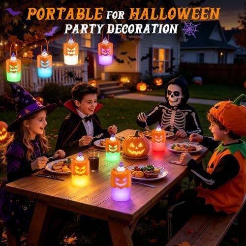 2 Pack Halloween Pumpkin Lanterns, Light Up Jack O Lantern Halloween Decor
