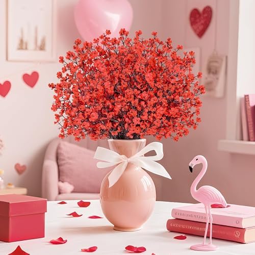 10Pcs Artificial Christmas Flowers Red Babys Breath Decoration for Home