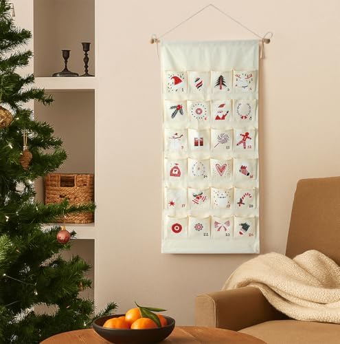 Reusable Christmas Advent Calendar with Pockets Door Wall Hanging