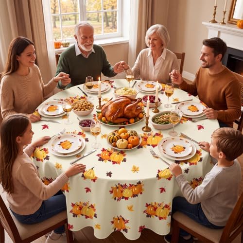 6 Pack Thanksgiving Pumpkin Disposable Plastic Tablecloth 54" x 108" Autumn Party Table Cloths Disposable for Thanksgiving Party Decorations Indoor or Outdoor Birthdays Buffet Table
