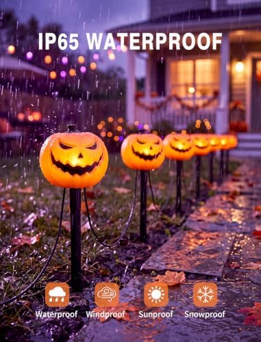 10.5FT Halloween Pumpkin Pathway Lights, 5PK LED Pumpkin Light Decor