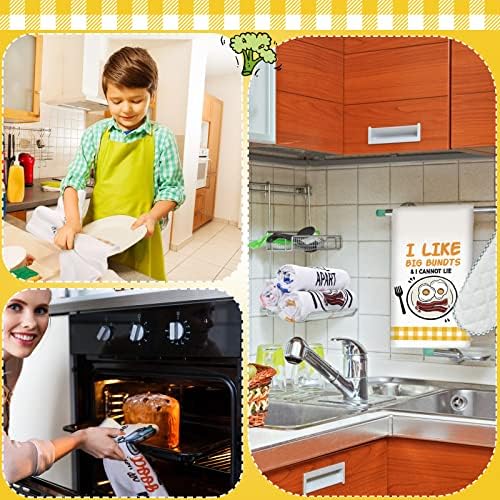 Redbaker 6 Pcs Funny Kitchen Towels with Sayings, Gingham Dish Towels