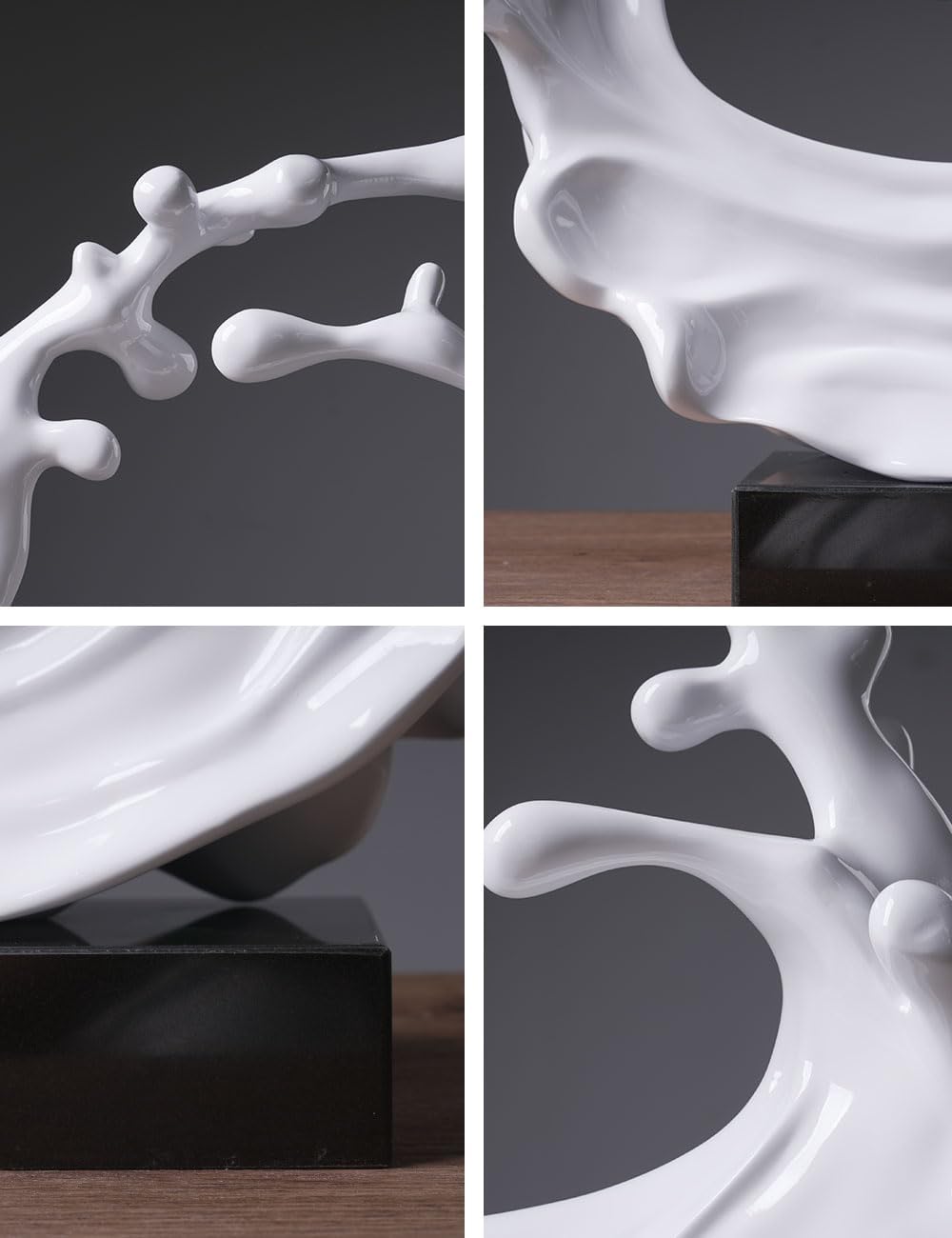 Abstract Sculpture Decor Modern Art Gift Sea Wave Figurine Table Centerpiece Statue / White