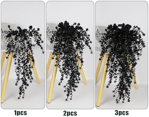RECUTMS Black Hanging Flowers Faux Hanging Plants Black Artificial Plants