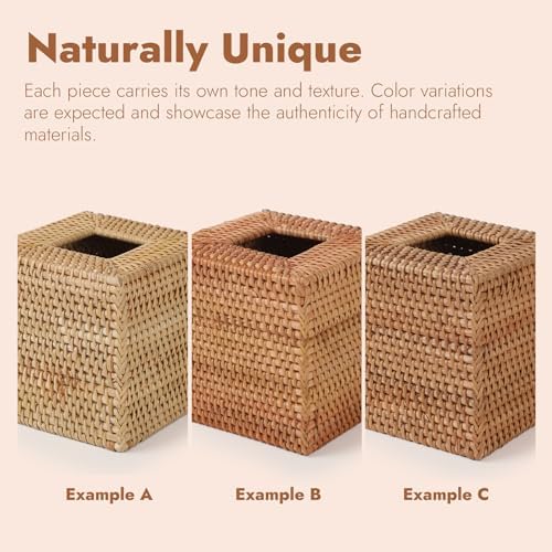 Rattan Tissue Box Cover / Natural / Square / 5.5 x 5.5 x 5.7