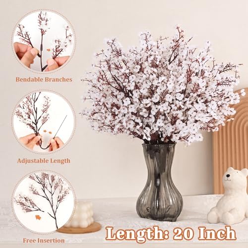10 Pcs Fake Flowers, Real Touch Babys Breath Artificial Flowers, White