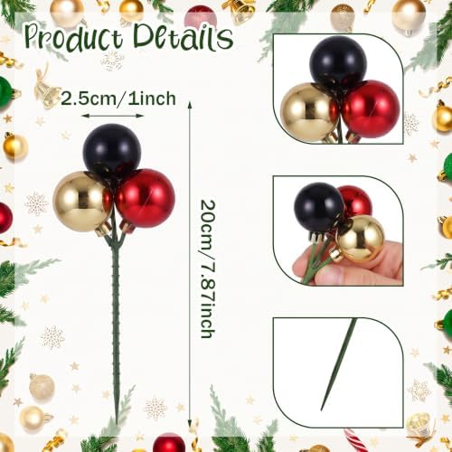 Syhood 12 Sets 7.9 Inch Mouse Christmas Ball Picks and Sprays Decoration