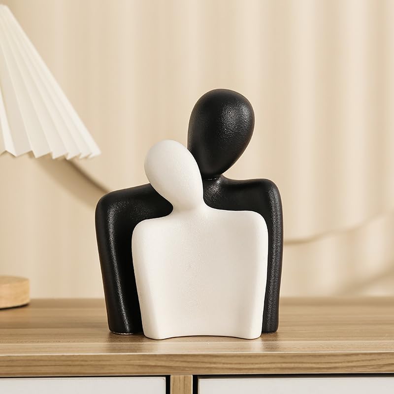 Ceramic Couple Statues / Black White