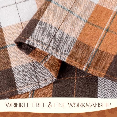 Romanstile Fall Checkered Tablecloth Rectangle, 60 x 102 Inch, Brown