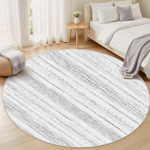 Nakagishi Area Rug Living Room Rugs: 4X4 Machine Washable Boho Large Neutral Farmhouse Stain Resistant Moroccan Indoor