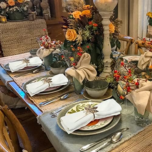 KESOTE Fall Thanksgiving Napkin Rings Set of 6, Gold