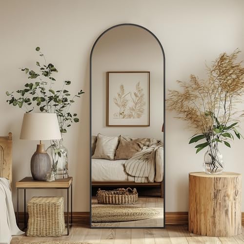 Antok 56" x14” Arched Full Length Mirror, Floor Mirror with Stand,Black