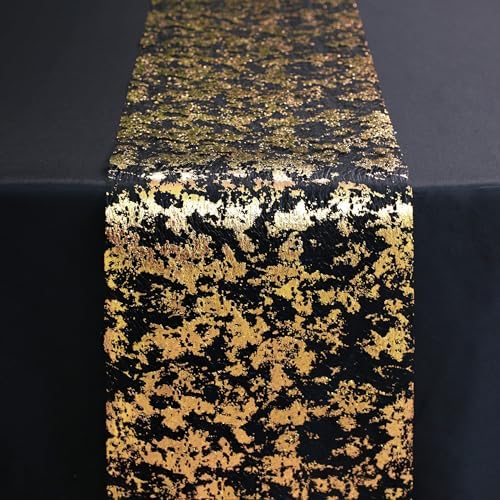 Black and Gold Table Runner, Glitter Metallic Foil Mesh Roll 100 Feet