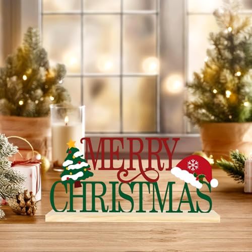 Metal Metal Merry Sign Decorations for Home Party Shelf Mantel