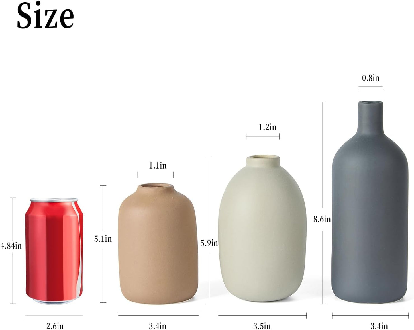Ceramic Vase / Modern Vases for Bouquet Pampas Grass Dried Fresh Flowers / Neutral / Set of 3