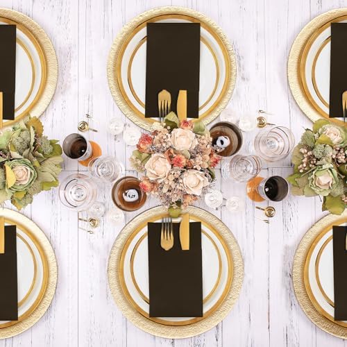 KAMMAK Napkins Disposable Coffee Cloth like Dinner Paper Napkins with Pocket 100 Pack Folded Luncheon Napkins Wedding Reception Bathroom Guest Hand Towel for Party Decoration, Kitchen,16.5 x 16.5 inch