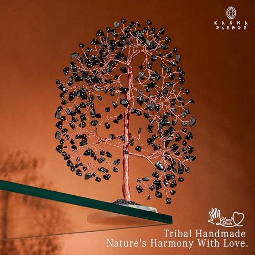 Crystal Tree of Life Birthday Gifts for Women, Men, Frineds, Handmade Black Obsidian Chakra Healing Tree for Home