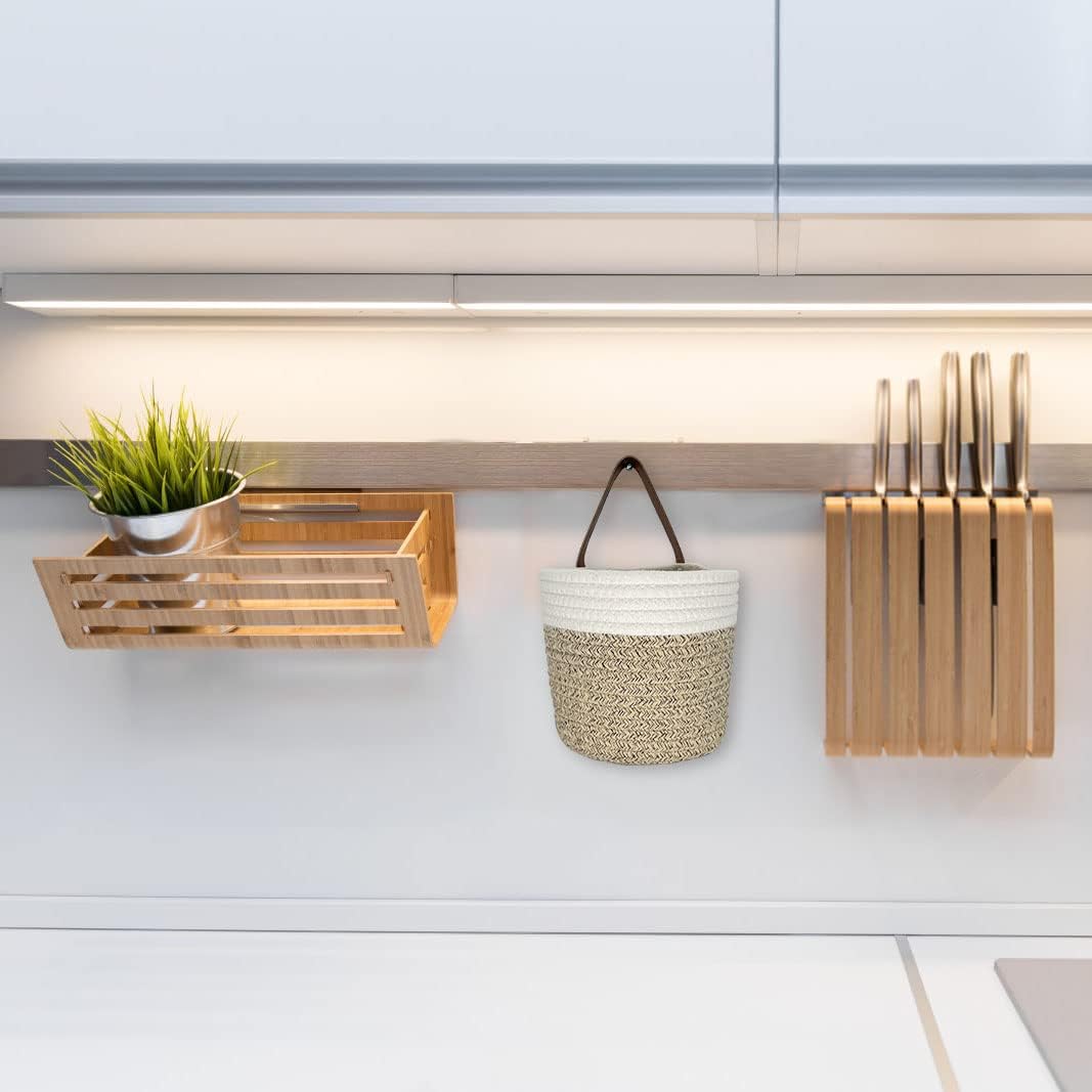 Handles Woven Organizer Storage Basket / Light Brown / Set of 2