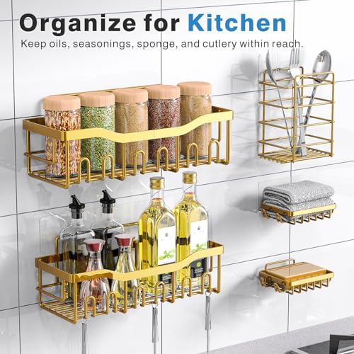 Shower Caddy 5 Pack,Adhesive Shower Organizer for Bathroom Storage&Home Decor&Kitchen,No Drilling,Large