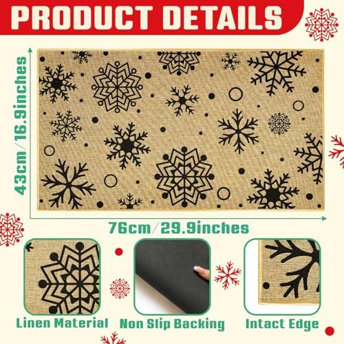 Christmas Doormat Outdoor Indoor Snowflake Welcome Door Mat Front Back Door Xmas Holiday Floor Mat Non Slip Welcome Carpet Mat Inside Outside Washable Housewarming Gift Home Doormat