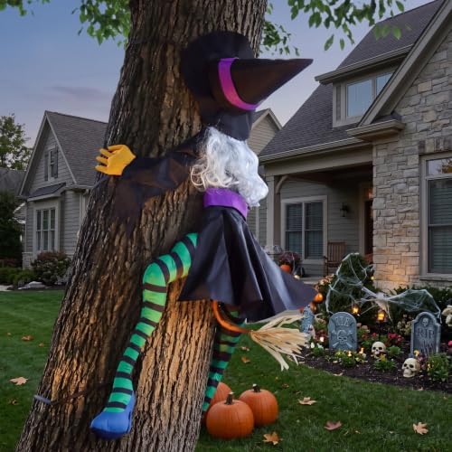 63" Crashing Witch Halloween Decoration, Witch Flying into Tree