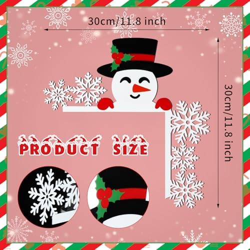 Yaocom11.8" x 11.8" Metal Christmas Door Topper, Snowman Door Frame Decor