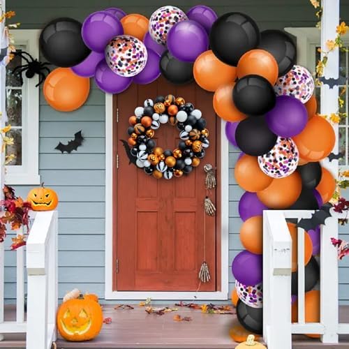 Happy Halloween Wreath for Front Door, 18” Artificial Ball Wreaths Door Decor for Home Halloween Party Decorations (18in)
