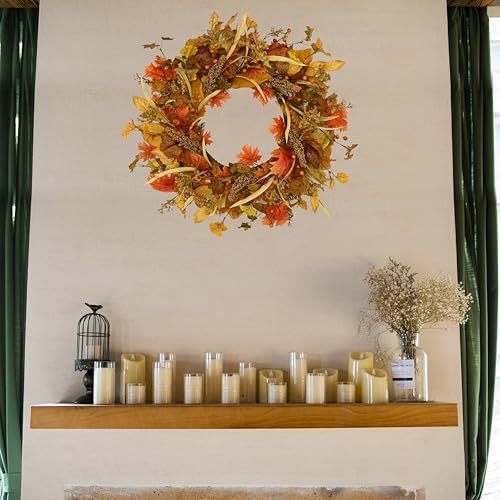 AMF0RESJ Fall Wreaths for Front Door Autumn Door Wreath for Home Decor