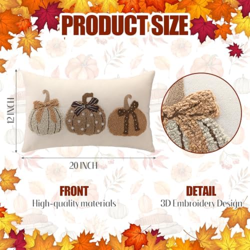 Boao Fall Pumpkin Pillow Covers 12x20 Rustic Boho Brown Beige Lumbar Case