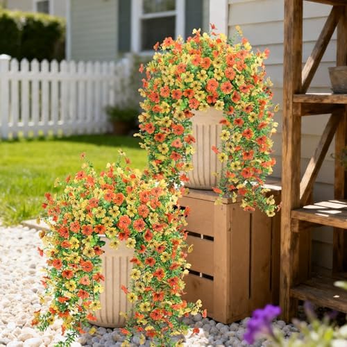 Hommyea Artificial Fake Fall Flowers Plants for Outdoors Mums Home Decor