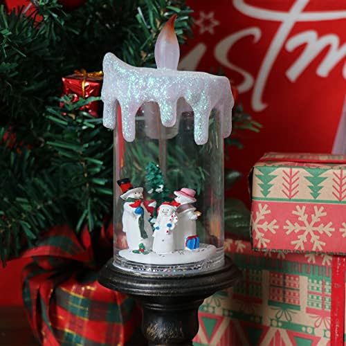 Eldnacele Snowman Christmas Snow Globe Flameless Candle Battery Operated